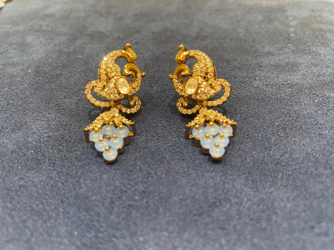 92.5 Silver Multi-Gemstone Polki Necklace with Emerald Drops