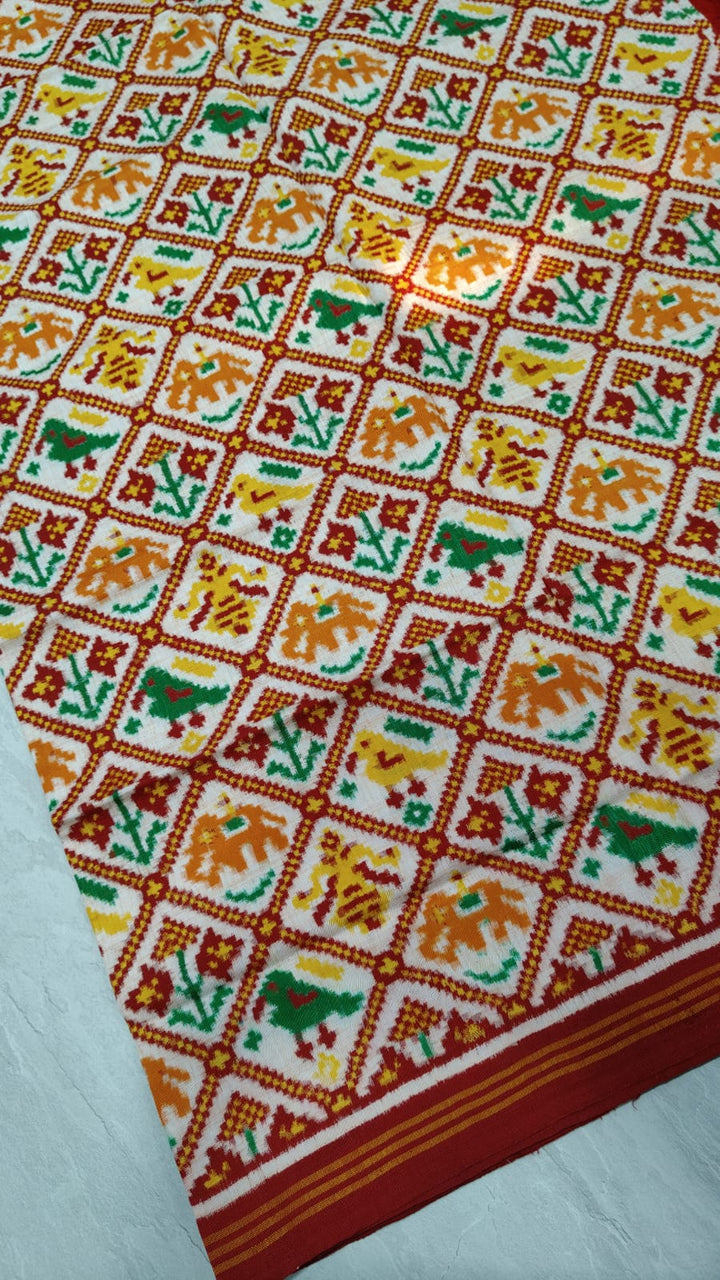 Authentic Patan Patola Double Ikkat Pure Silk Saree in Clay With Royal Elephant Pallu  | SILK MARK CERTIFIED