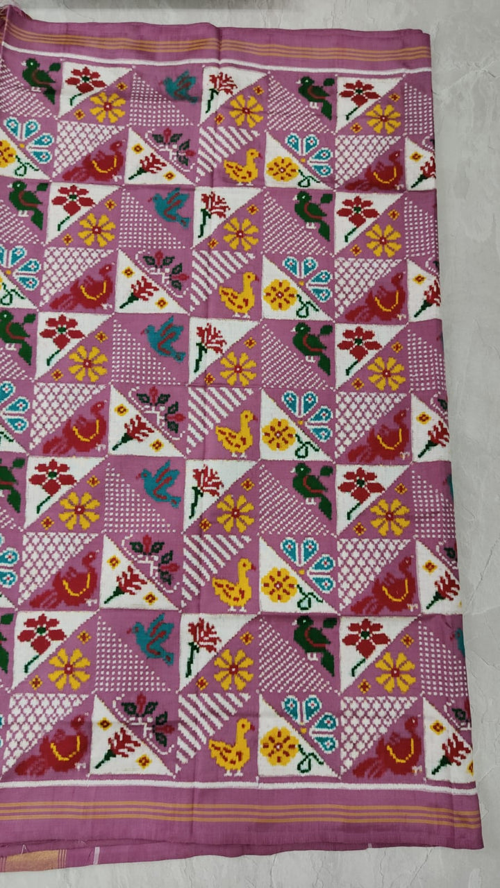 Authentic Patan Patola Double Ikkat Pure Silk Handowven Saree in Dusty Mauve with Geometric Motifs | SILK MARK CERTIFIED