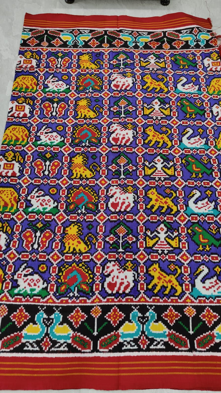 Rajvanshi - 12 Motif Patan Patola Pure Ikkat Silk Saree in Deep Purple | SILK MARK CERTIFIED