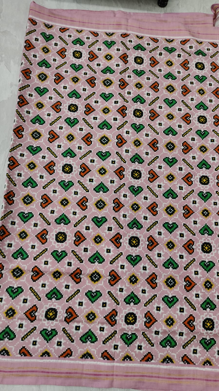 Authentic Double Ikkat Patan Patola Handwoven Saree in Dusty Pink  | SILK MARK CERTIFIED