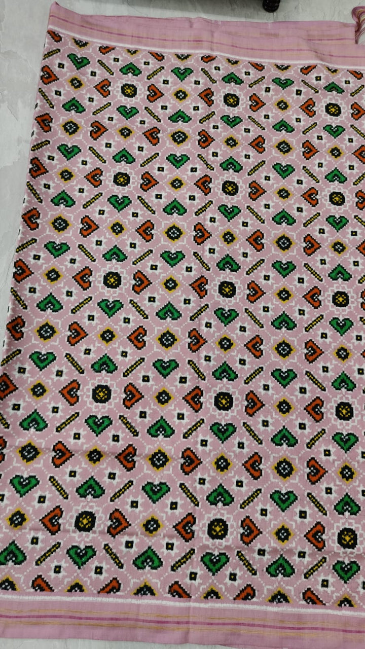 Authentic Double Ikkat Patan Patola Handwoven Saree in Dusty Pink  | SILK MARK CERTIFIED