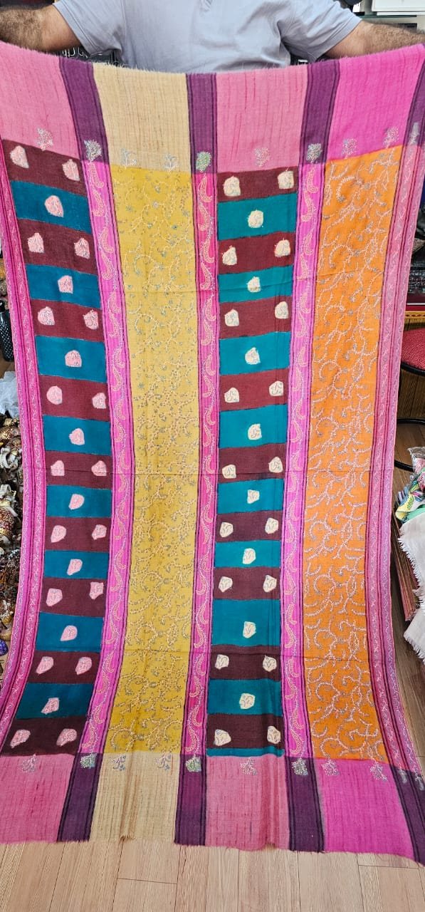 100% Pure Pashmina Shawl with Intricate Sozni Jamawar All-Over Design and Government Certification