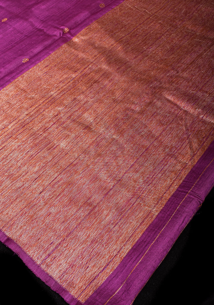 Purple Pure Banarasi Raw Silk Saree with Antique zari Mandala Motifs and Contrast Blouse | SILK MARK CERTIFIED