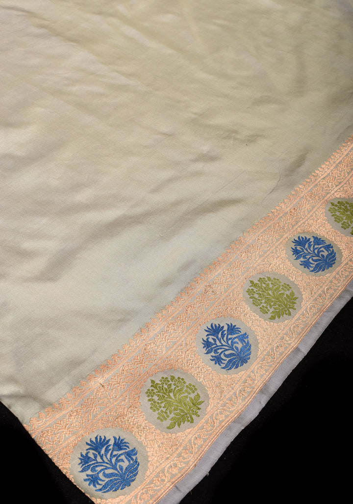 Dewy Green Banarasi Katan Silk Saree with Meenakari Floral border and Pallu | SILK MARK CERTIFIED