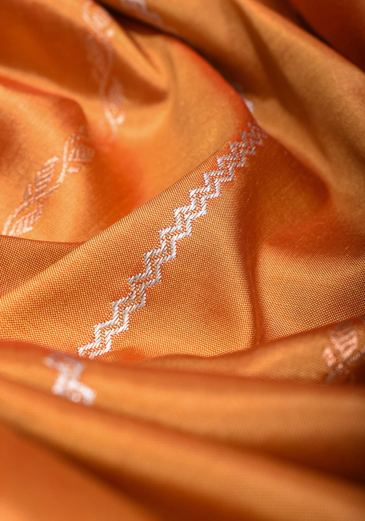 Banarasi Katan Silk Saree with Sona Rupa Vertical stripes and Borders on Frost Mustard | SILK MARK CERTIFIED