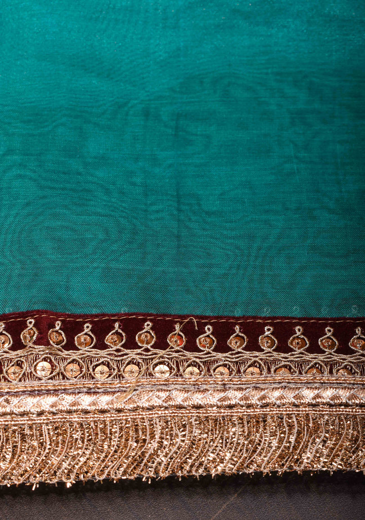 Peacock Blue Banarasi Tissue Handloom Saree with Dainty Sona Rupa Kadhuwa Buttas and Fancy Lace Border | SILK MARK CERTIFIED