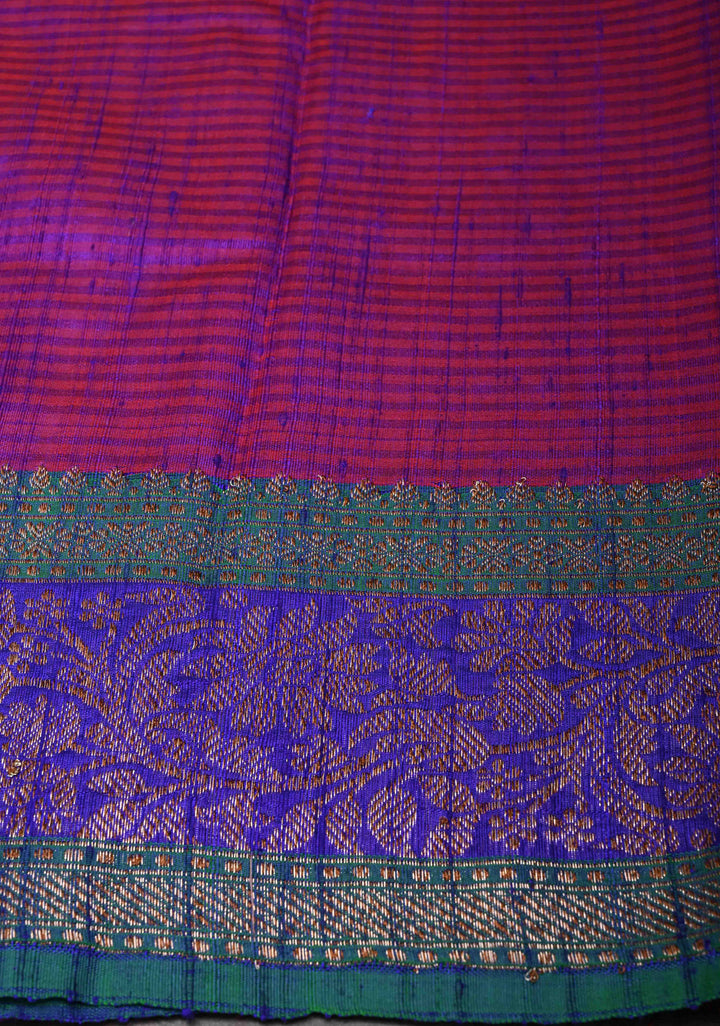Pure Banarasi Dupion Silk Saree in Red with Zari Buttas and Zari Border | SILK MARK CERTIFIED
