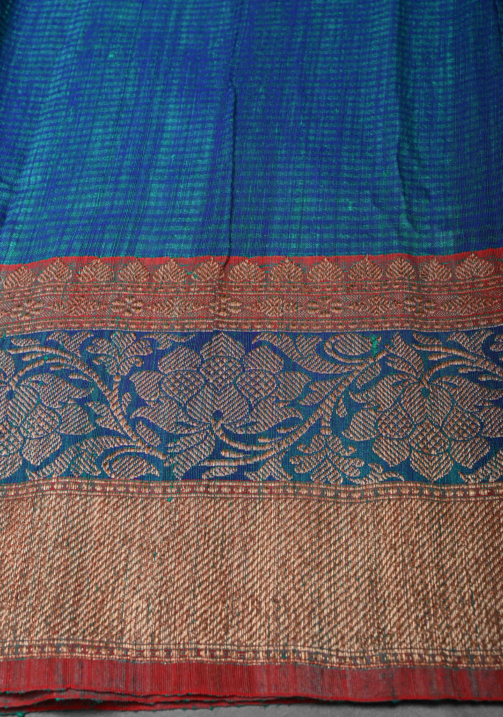 Pure Banarasi Dupion Silk Saree in Irish Green with Antique Zari Butta and Border | SILK MARK CERTIFIED