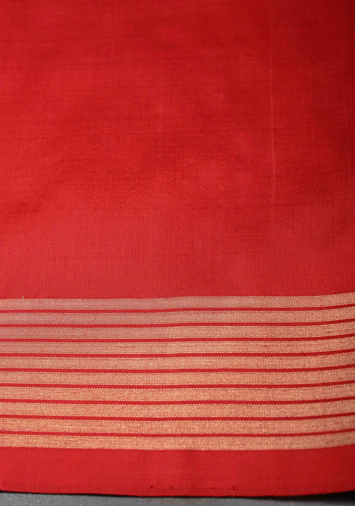 Red Pure Banarasi Katan Silk Saree with Chunri Buttis and Zari Border | SILK MARK CERTIFIED