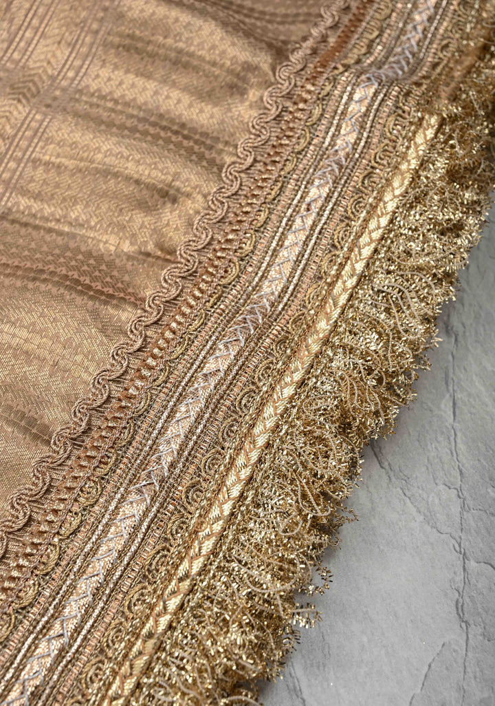 Pure Organza Silk Saree in Rose Fog with Floral Digital Print and Lace Trim Border| SILK MARK CERTIFIED