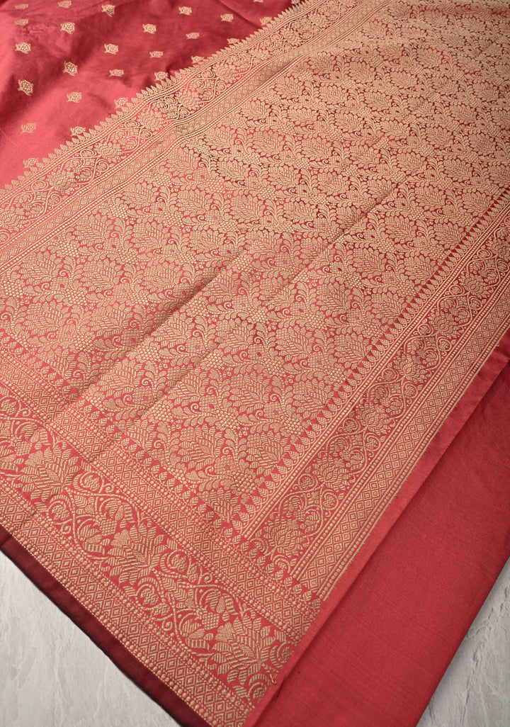 Watermelon Pink Art silk saree with Resham Chunri Buttis and Border