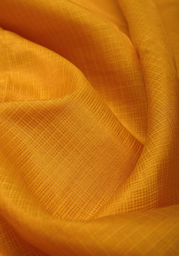 Yellow Kota Doria Tissue Cotton Saree with Sona Rupa Zari Border