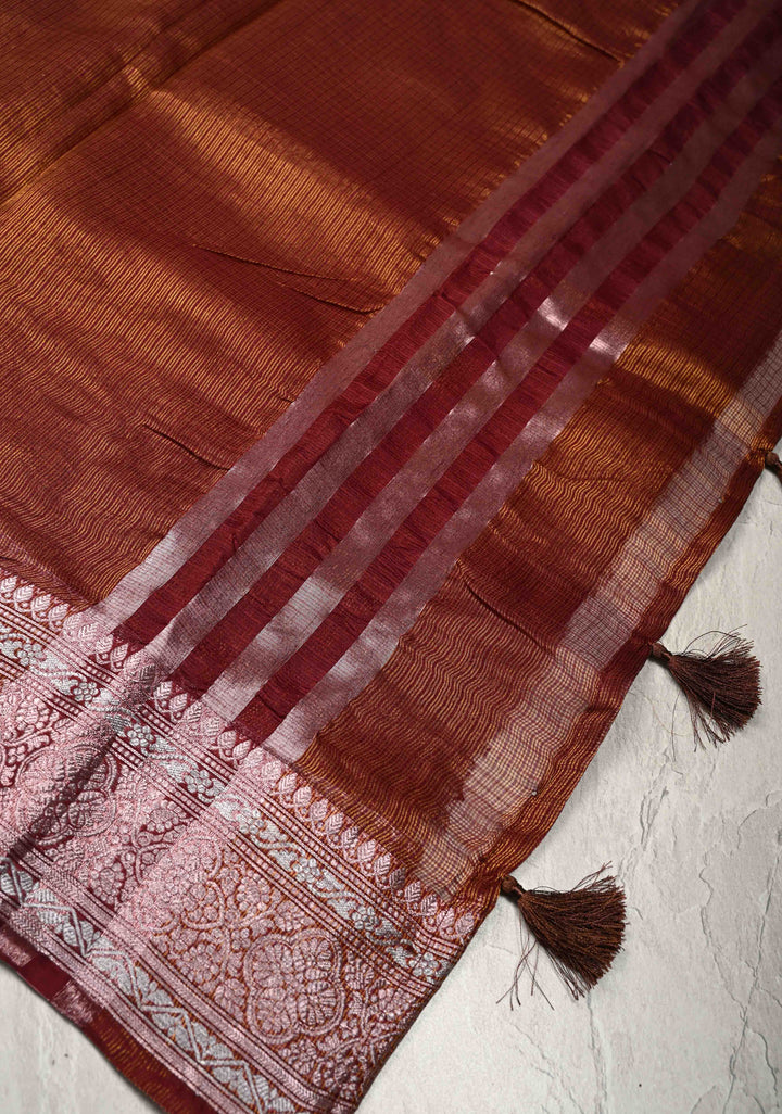 Kanchana Kota Doria Tissue Cotton Saree with Sona Rupa Zari Border