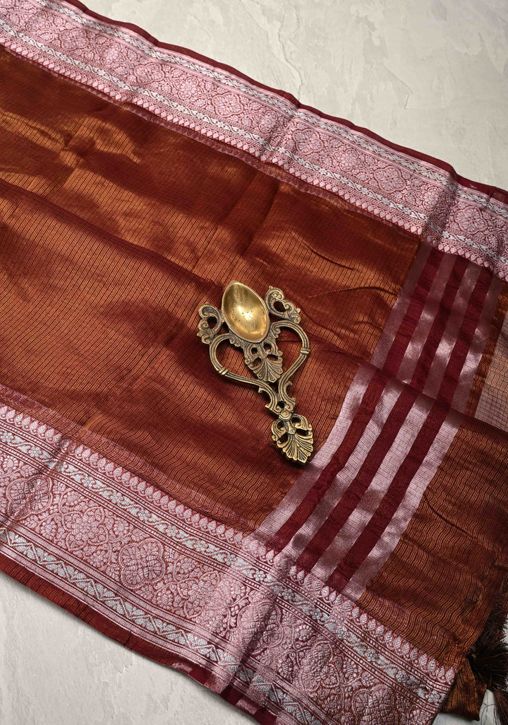 Kanchana Kota Doria Tissue Cotton Saree with Sona Rupa Zari Border