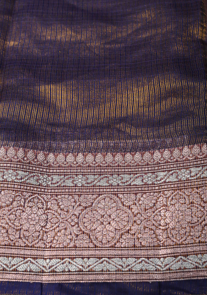 Blue Kota Doria Tissue Cotton Saree with Sona Rupa Zari Border