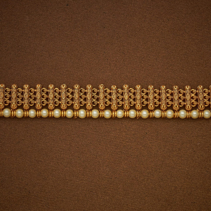 Gold Plated Waist Belt with Pearls Detailing