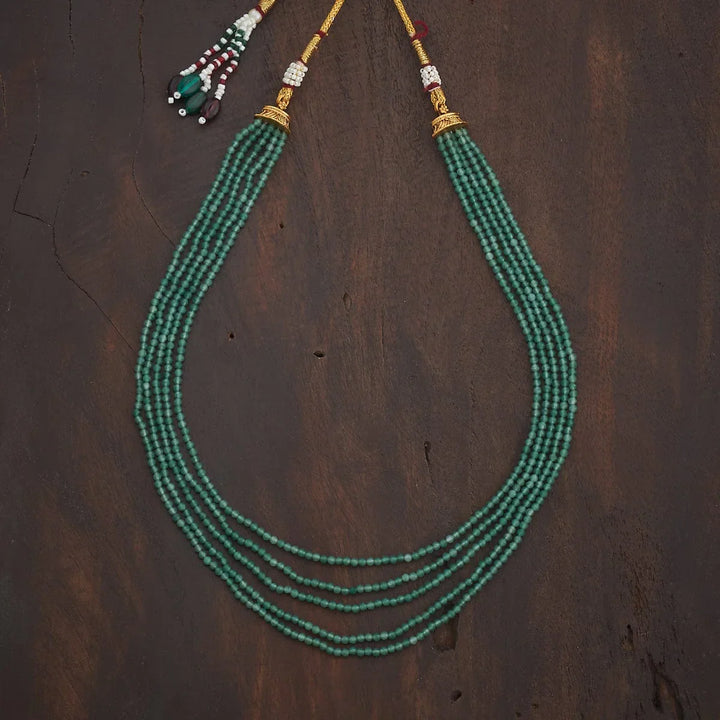 Elegant Five-Strand Green Beads Necklace