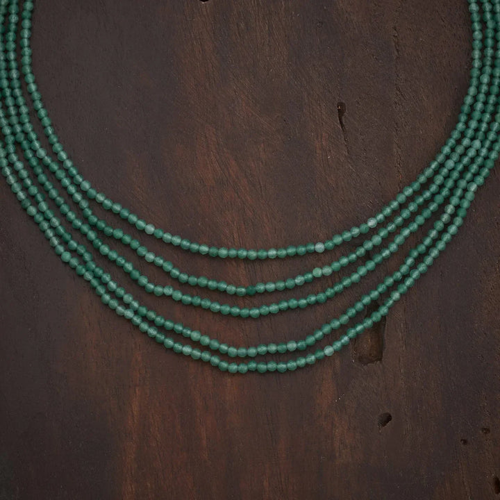Elegant Five-Strand Green Beads Necklace