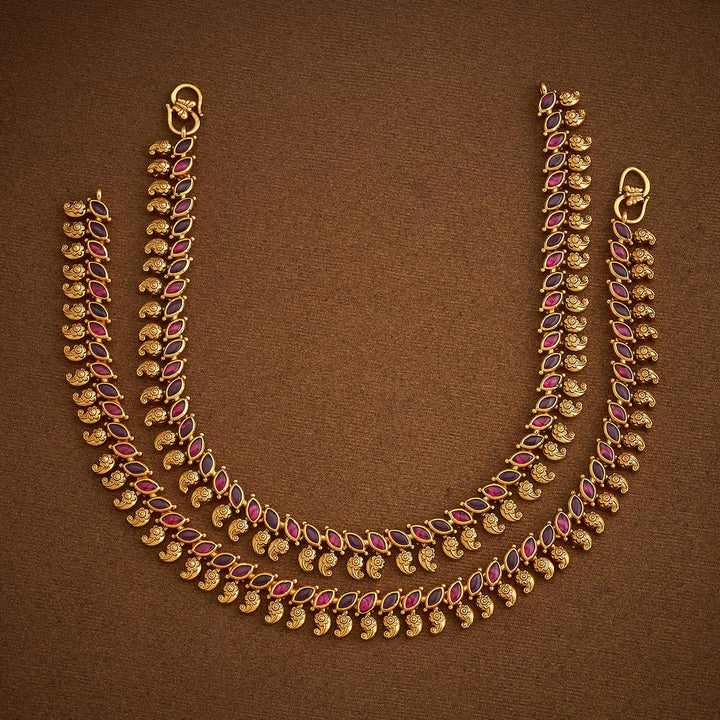 Mango And Tear Drop Design Antique Pair Of Anklet