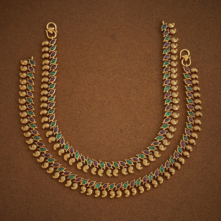 Mango And Tear Drop Design Antique Pair Of Anklet