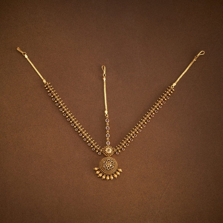 Hair Ornament with White Stones Antique Tikka with Green Pink Stones and Dangling Pearls