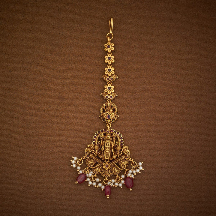 Shree Balaji Antique Tikka with Rupy Dangling Beads and Pearls