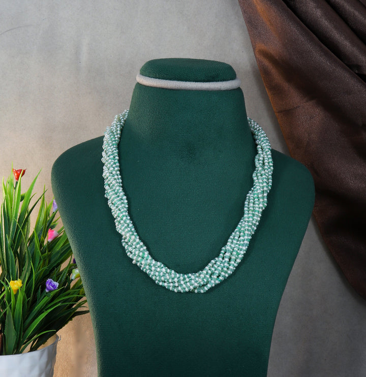 Real Shaded Green Emerald And Pearls Necklace Set