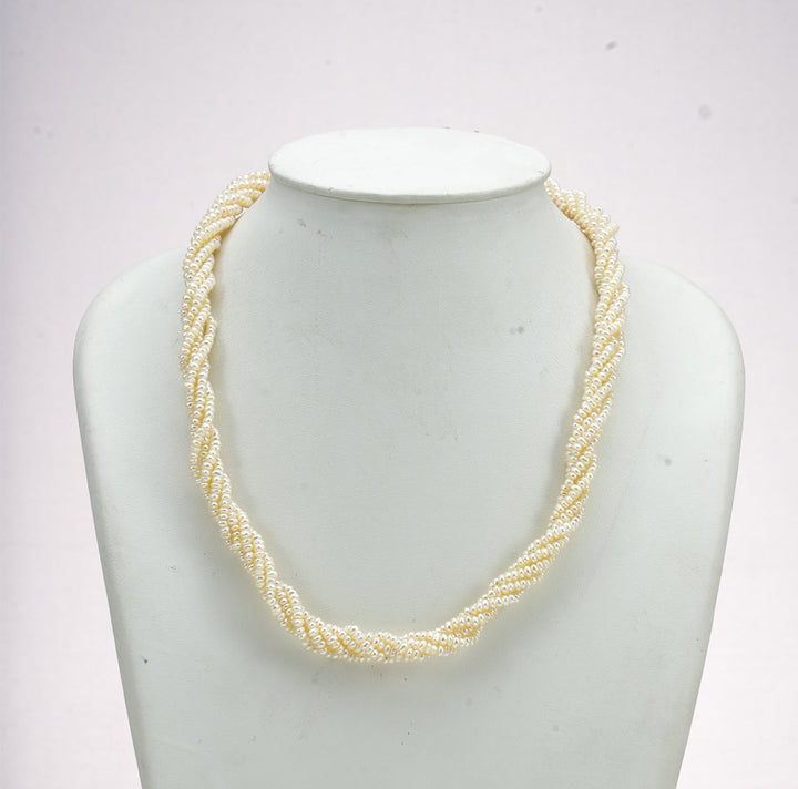 Brilliant White Seed Multistrand Pearl Necklace Set