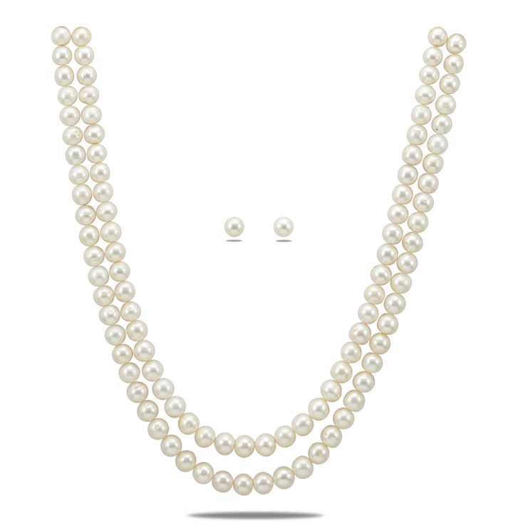 Glamorous Round Pearl Necklace Set