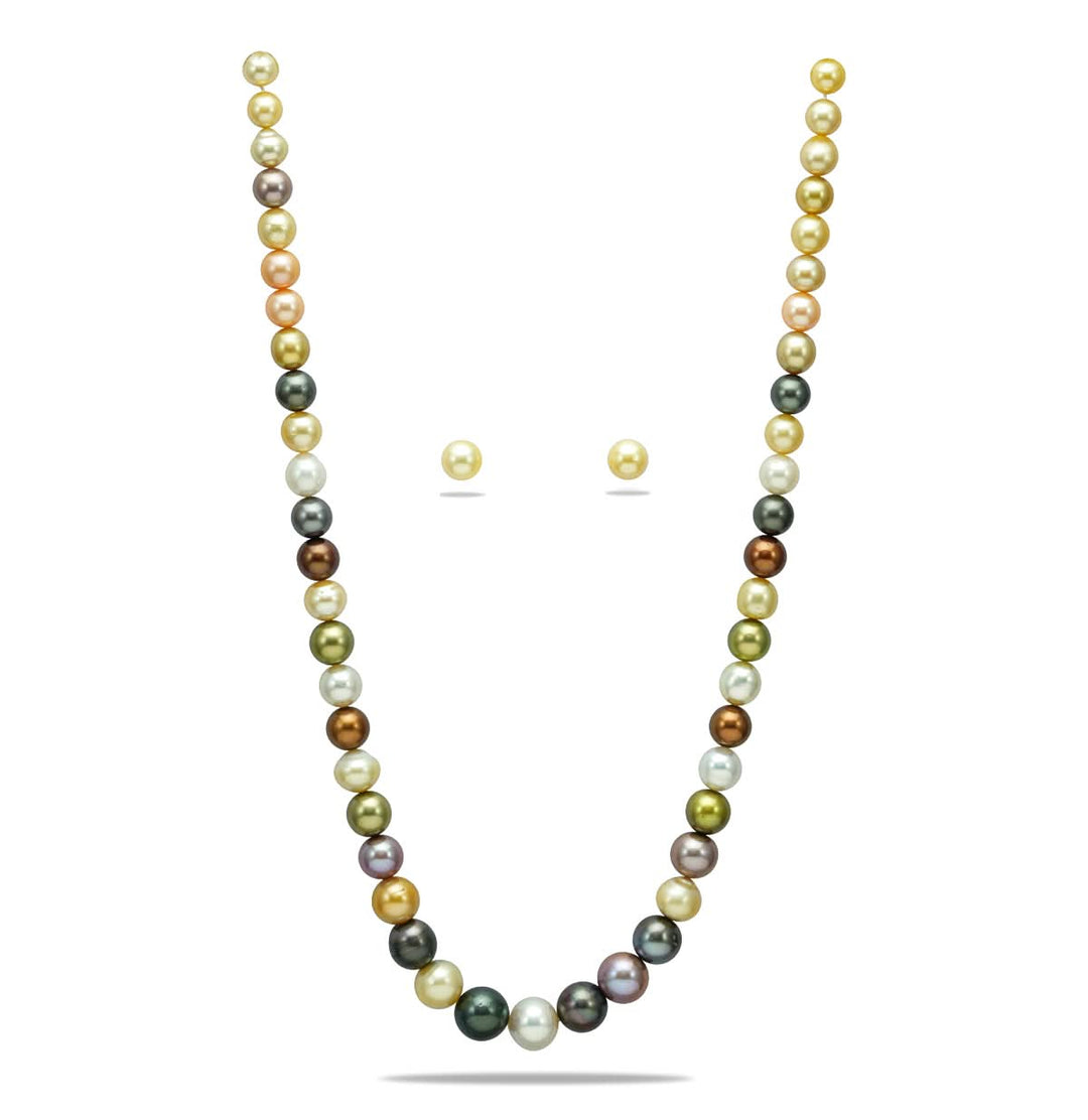 Grading Superior Multicolor South Sea Pearl Necklace Set -AAA Quality