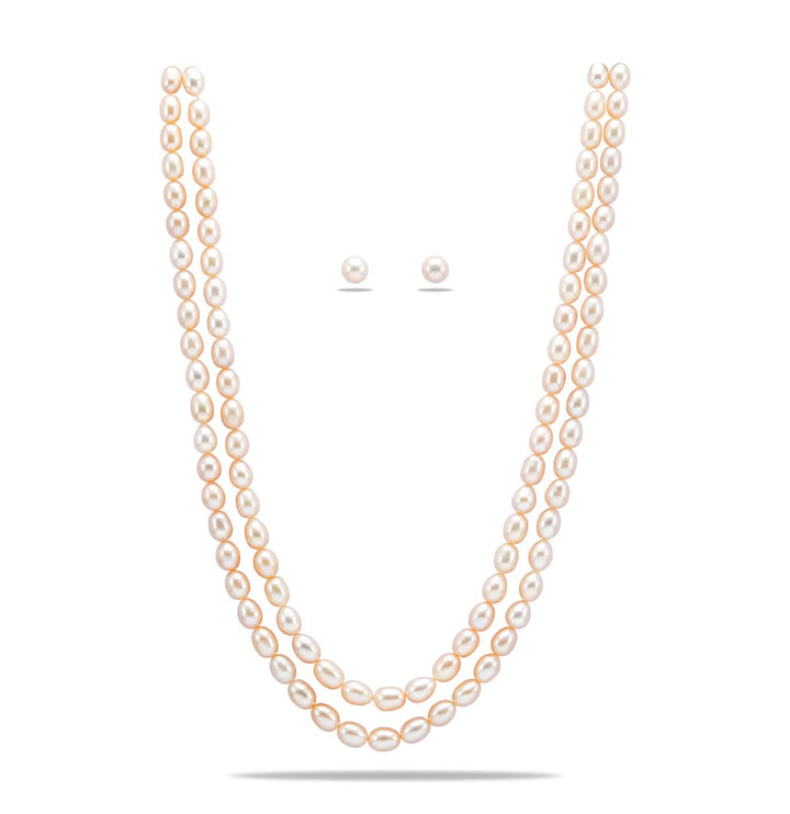 Freshwater Classic Pink Pearl Necklace Set