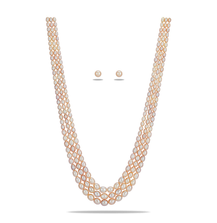 Pink Oval Grading Pearl Necklace Set