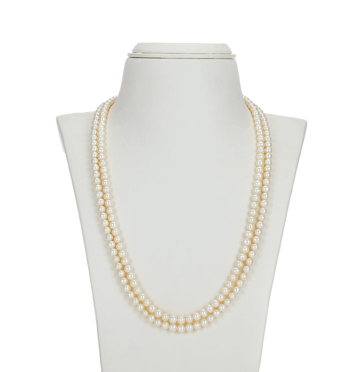 24 Inches Exceptional White Pearl Necklace Set