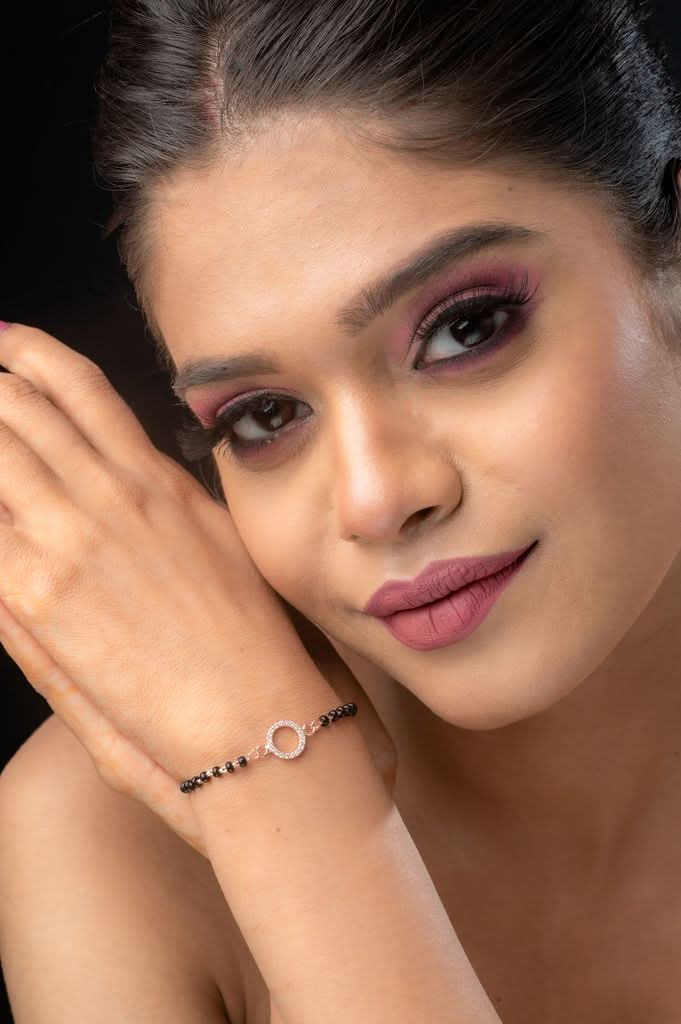925 SIlver Mangalsutra Bracelet with Rose Gold finish  I Shobitam Jewelry