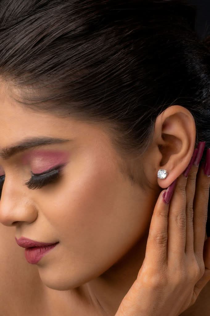 92.5 Silver Zircon Earrings | Shobitam Jewelry
