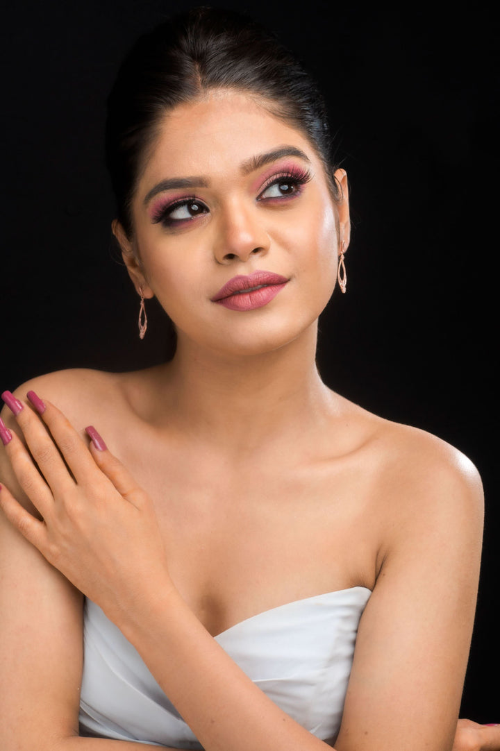 925 Silver Delicate earrings with Rose Gold finish  Shobitam Jewelry