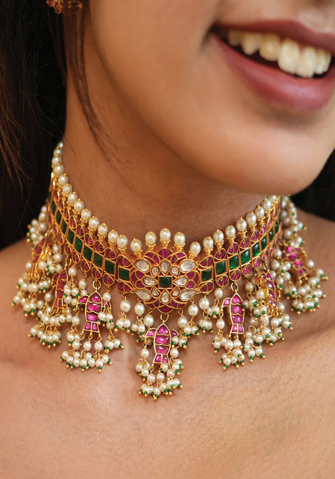 92.5 Silver Kundan Choker - A Stunning Set to Stand Out!
