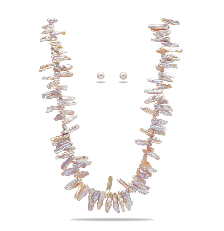 Freshwater Pink fancy Pearl Necklace Set