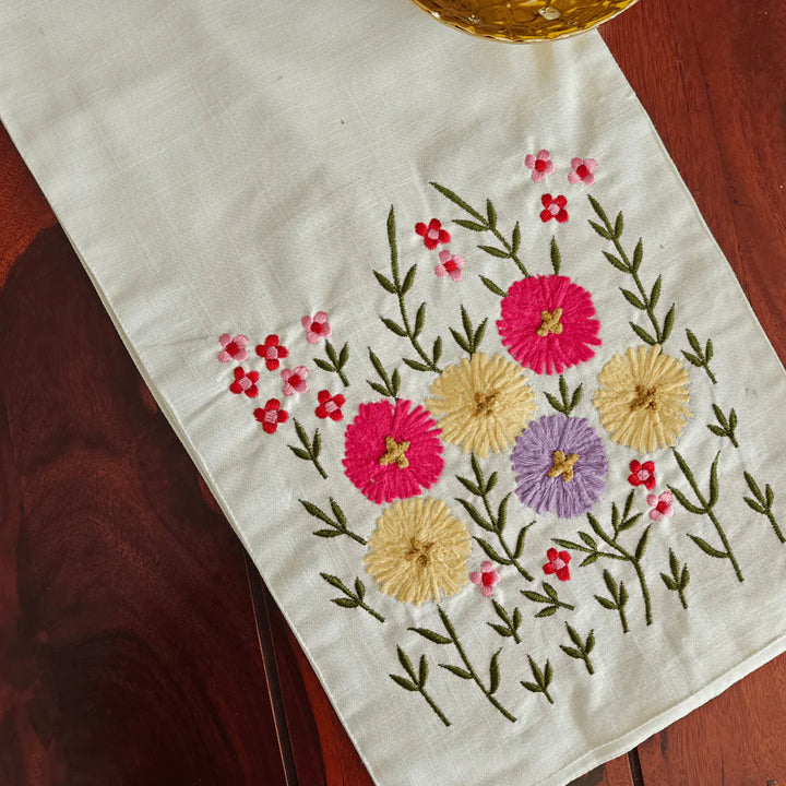 Flora Embroidered Table Runner – 72" x 12"