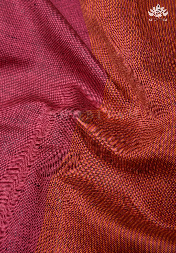 Linen by Linen Saree in Black with Fall Leaves Embroidery and Ganga Jamuna Borders | Shobitam Saree