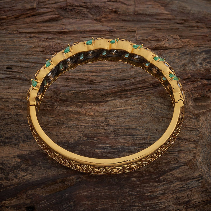 Victorian-plated Kundan Bangle with Stones Details Openable kadaa - Single Piece