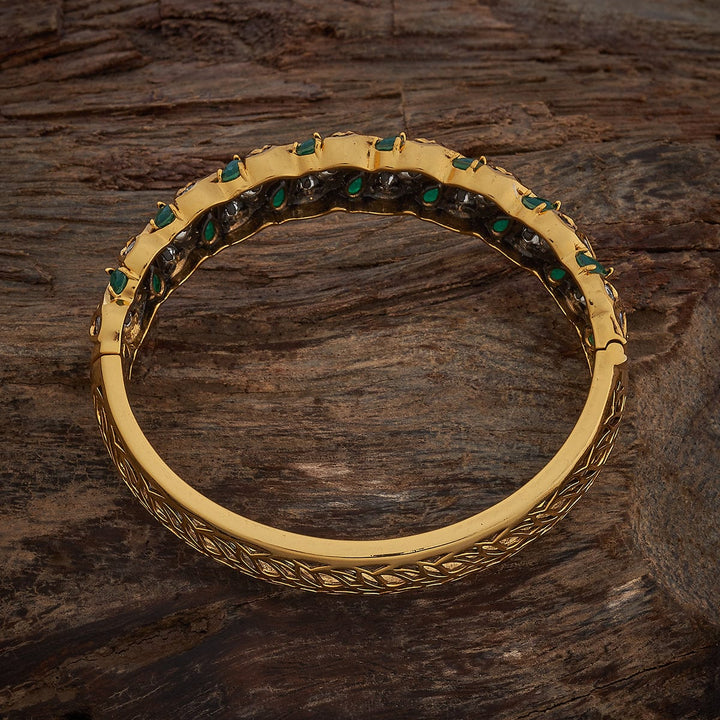 Victorian-plated Kundan Bangle with Stones Details Openable kadaa - Single Piece