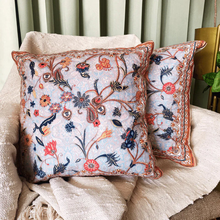 Persian Flower Cushion Cover, 16" x 16", Pack of 2