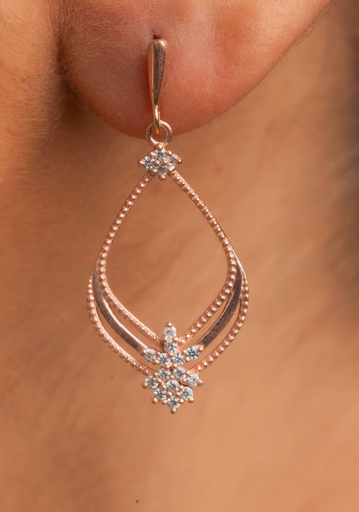 925 Silver Delicate earrings with Rose Gold finish  Shobitam Jewelry
