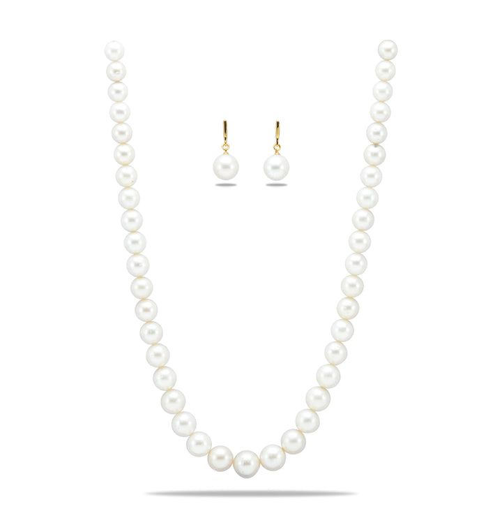10 -13.30 MM White South Sea Pearls Necklace and earrings set