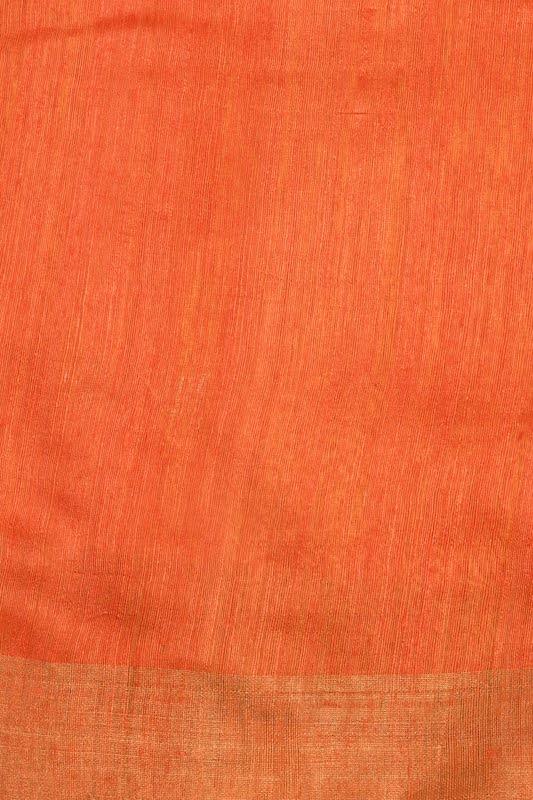 Yellow Jamdani  Matka Silk Saree with Orange Pallu