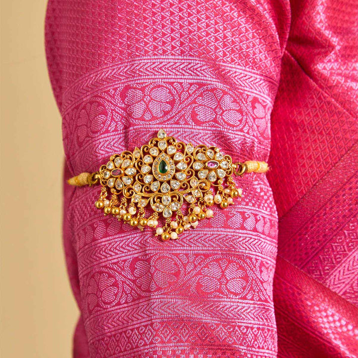 92.5 Pure Silver Flower Design Temple Bajuband