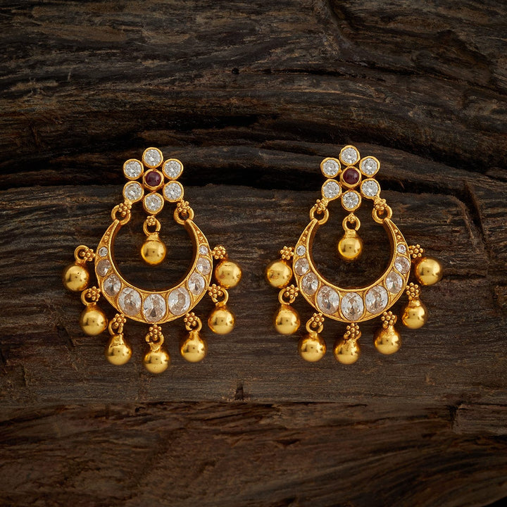 Pure 92.5 Silver Statement Chandbali Earrings with Gemstone and Gold Bead Drops