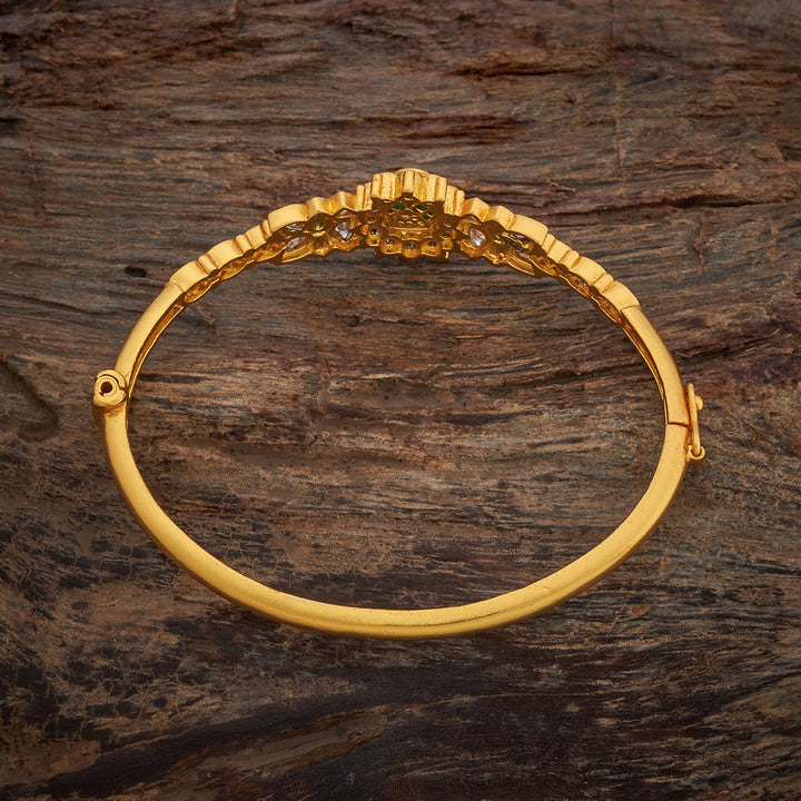 92.5 Pure Silver Temple Kada With kundan Stones -Single Piece